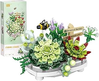 NAVESO Succulents Bonsai Building Blocks Kit, 389 Pieces Building Blocks for Adults Kids, Artificial Flowers Building Kits for Gifts, DIY Plant Building Blocks for Teenagers, Decoration, Puzzle Games