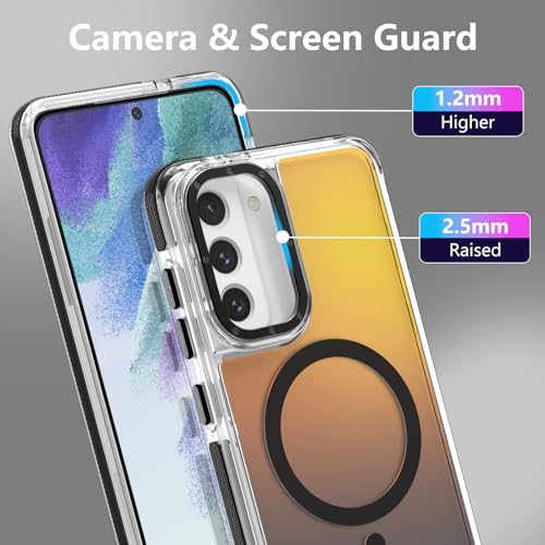 Image of Magnetic Case for Samsung Galaxy S21 FE 5G [Compatible with Magsafe] [Cute Fashion Fluorescent Design] [1 Screen Protector] Slim Translucent Matte Case for Galaxy S21 FE 5G 6.4 inch, Black