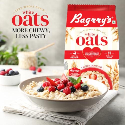 Image of Bagrry's White Oats 1Kg | Breakfast Cereal, Instant Oats Breakfast, Natural Whole Grain| High Soluble Fibre | Protein Goodness | Non GMO