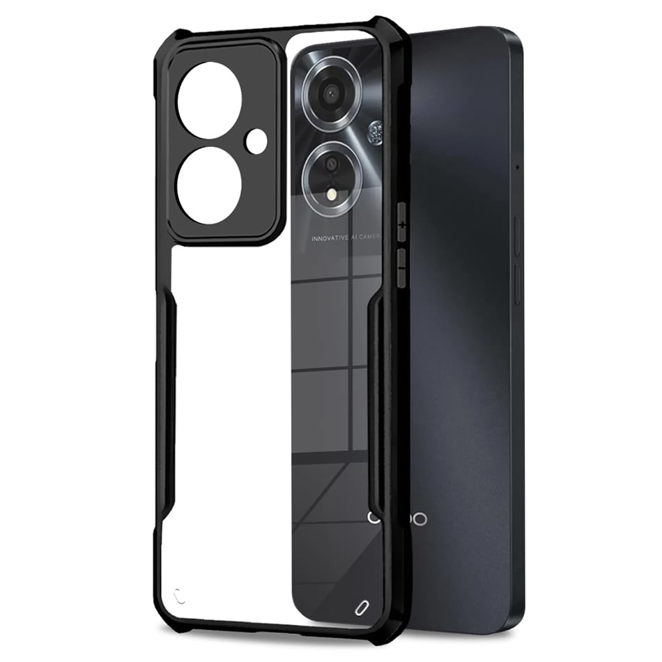 Fashionury Ultra-Hybrid Crystal Clear Back Cover Case for Oppo A59 5G | Shockproof Design | Total Camera Protection | Transparent Back (PC & TPU) Oppo A59 5G (Black Bumper) (B0CS2W5KMN) Amazon Price History, Amazon Price Tracker