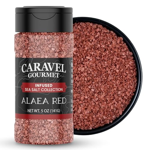 Alaea Red Salt Infused with Baked Red Alaea Clay from Hawaii Natural & Mineral Rich Hawaiian Salt for Cooking and Finishing 5 oz Shaker by Caravel Gourmet