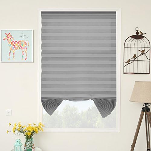 Grey Temporary Blinds Cordless Shades Fabric Light Filtering Pleated Blinds Window Shade Grey 36"x72", 3-Pack