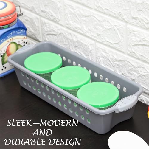Image of Heart Home Pack of 2 Storage Basket | Storage Organizer for Refrigerator-Vegetables-Stationery | Multipurpose Cabinet Shelf Rack | Storage Box for Kitchen | JAWA-2 | Medium | Gray & Brown
