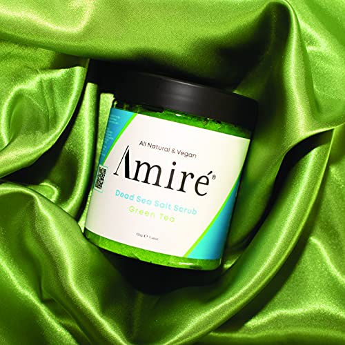 Amire Green Tea Dead Sea Salt Body Scrub. All Natural Body Polish. Infused With Argan, Peppermint, And Sunflower Oil. #TOP2