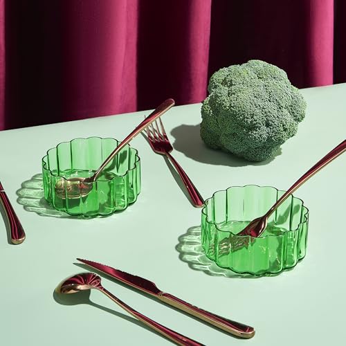Glass Flower Wave Colored Bowls | Set of 2 |