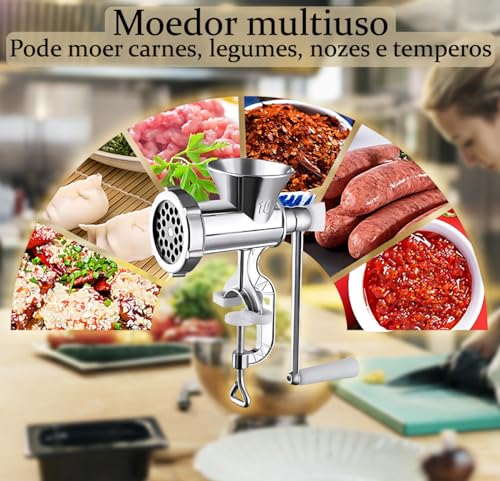 Moedor de Carne Manivela Manual N10 Maquina De Moer Profissional para fazer Carne Moida Linguiça e H