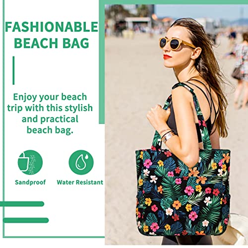 Image of Kasqo Beach Tote Bag for Women, 22L Waterproof Sandproof Medium Packable Travel Bag with Zipper for Pool Gym Shopping