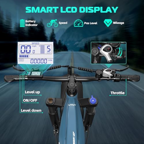 Image of Vivi ACE01 Electric Bike for Adults,26 inch x 4.0 Fat Tire Ebike,1500W Peak Motor Torque Sensor Electric Mountain Bike, 25+ Top MPH Electric Bicycle with 48V 15AH Battery, Hydraulic Brake, SGS UL2849