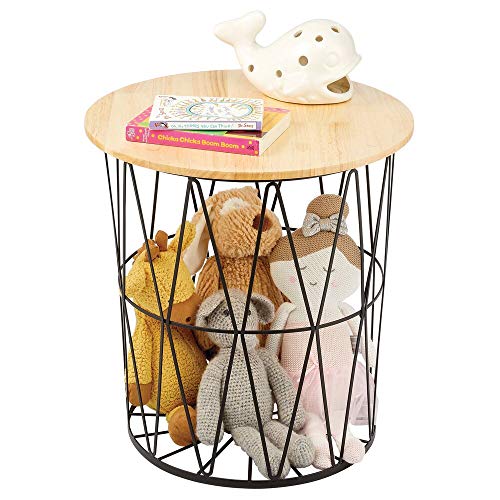 mDesign Modern Farmhouse Side/End Table Metal Diamond Design Open Side Storage, Removable