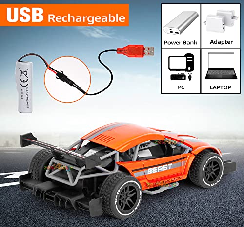 Image of Zest 4 Toyz RC Car, Orange, High Speed, 2.4Ghz, 4Channel, USB Rechargeable, Alloy Body, Realistic Drift, Gift for Boys & Girls (36+ Months), Small, Unisex