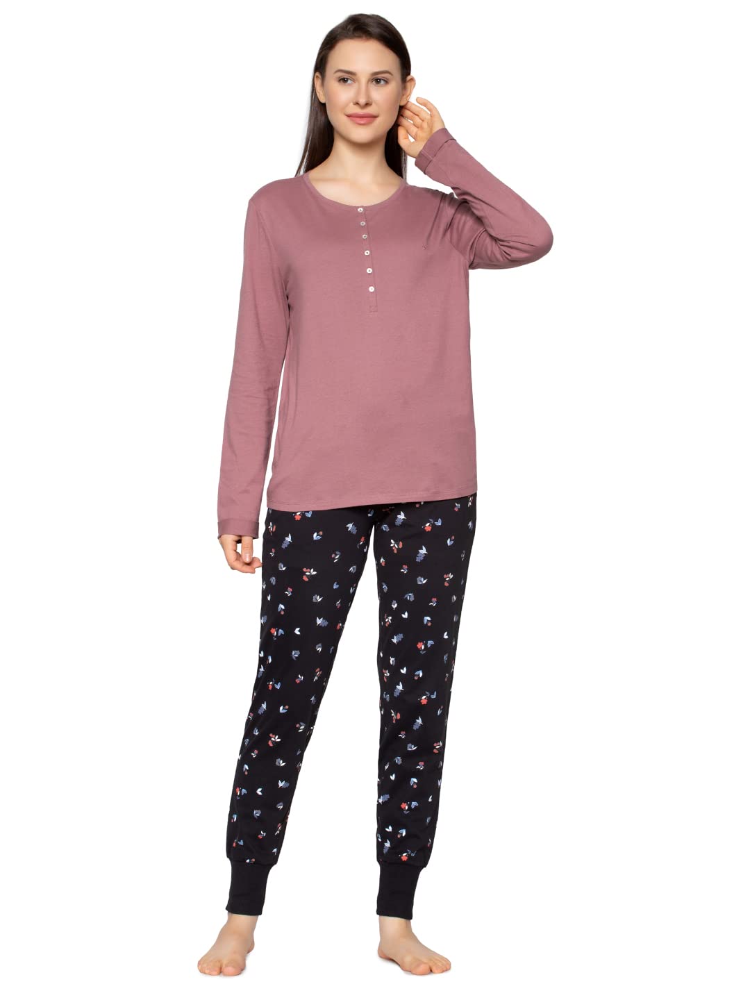 TriumphInternational Women's Mix & Match LSL TOP Buttons Relaxed Fit Pajama (H000139_Rose Brown_M)