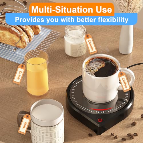 Image of Kepwam Coffee Mug Warmer for Desk, Smart Coffee Warmer with Touch Tech & Light, Coffee Cup Warmer with Gravity Sensor & Auto Shut Off, Candle Warmer Plate - Ideal Gifts for Dad and Mom