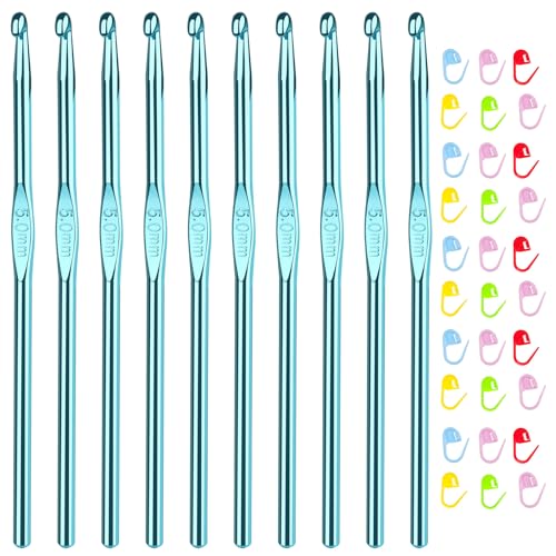 Aeelike 10 PCS Crochet Hooks Bulk, Smooth and Ergonomic, Size H / 5.0mm