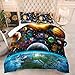 Tailor Shop Universe Galaxy Comforter Set for Girls Boys Kids Galaxy The Planet The Earth Astronaut Stars Outer Space Bedding Set Twin Size with 1 Comforter 1 Pillowcase