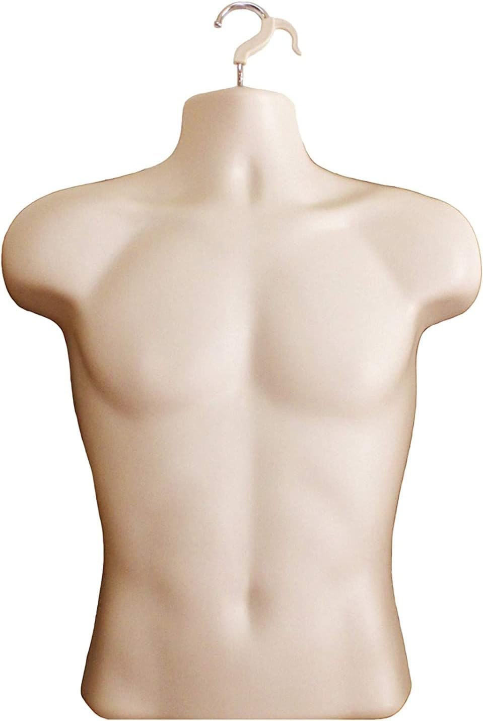 DisplayTown Flesh Male + Flesh Female Mannequin Injection Forms Half Rounded Waist Body Torso Dress Form with Only Hanging Hook, S-M Sizes Set of Flesh + Flesh