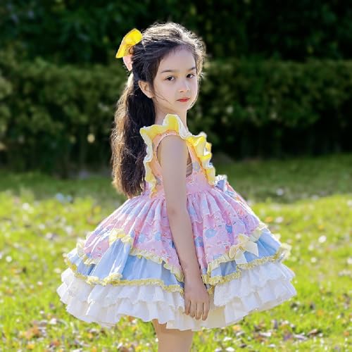 Quenny Spring/Summer Girls' Vest Skirt Children's Cartoon Fluffy Fashion Casual Princess Dress3