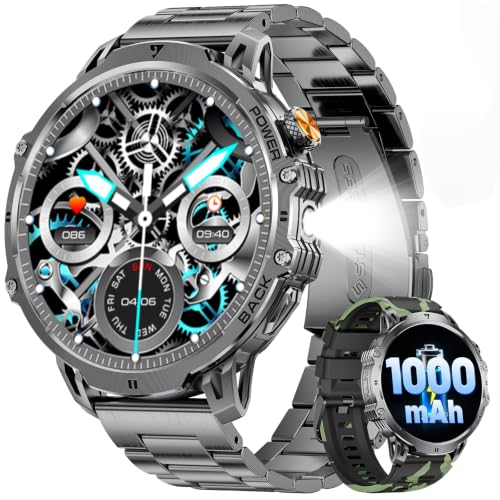 Image of LIGE Military Smart Watches for Men(2 Bands), 1000mAh /1.85 inch HD Large Screen