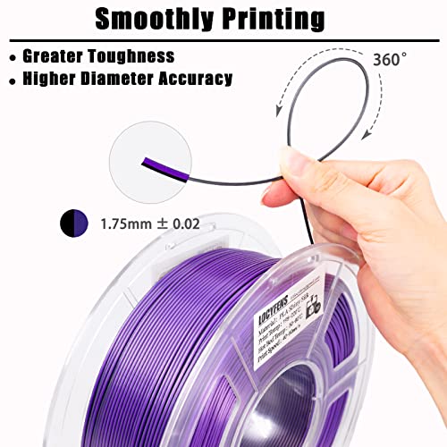 Image of PLA Filament 1.75mm,3D Printer Filament High Speed Printing, Silk PLA Dual Color Black Purple 3D Printer Filament, 1.75 PLA Filament + /-0.02mm, 1kg /2.2lb