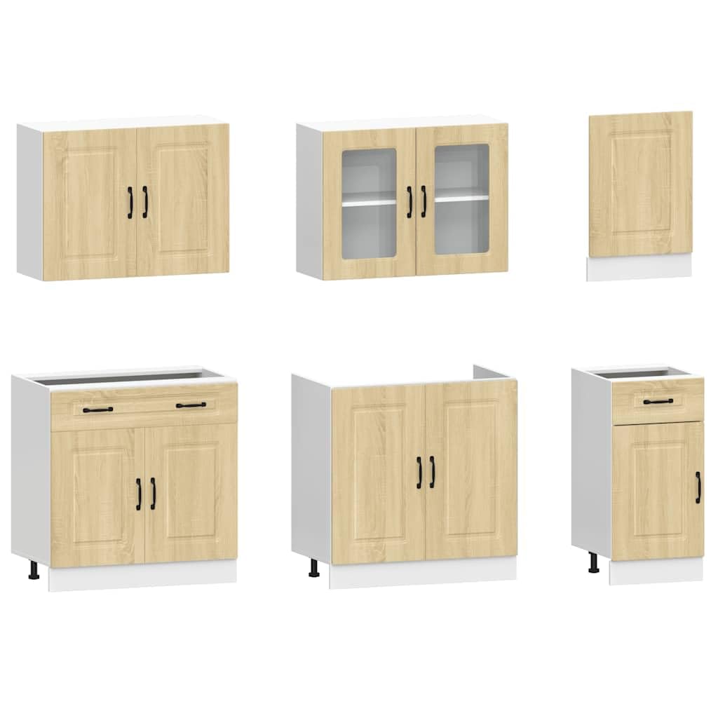Armadi da cucina Armadi per sala da pranzoSet Mobili da Cucina 7 pz Kalmar Rovere Sonoma in TruciolatoAdatto per cucina sala da pranzo balcone