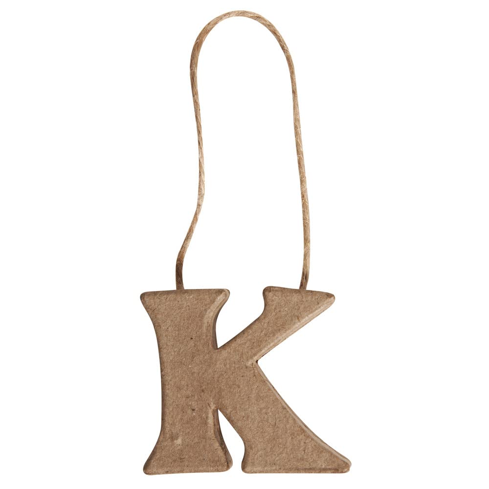 Rayher 67085000 Papier-Mâché Letter K FSC Recycled 100%, 4 x 4.3 x 1 cm, with