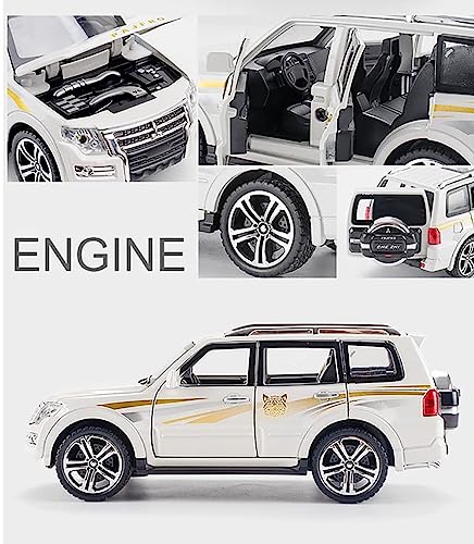Image of 1:32 Scale Die-Cast Metal Pajjero with Openable Doors,Music,Lights & Pull Back Action (White)
