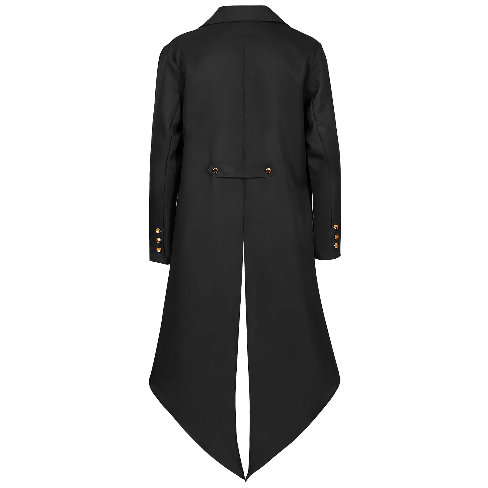 NFAOEGJ Men Medieval Tailcoat Steampunk Victorian Costume Mens Medieval Gothic Vintage Jacket Halloween Costume (Black, L) - Image 2