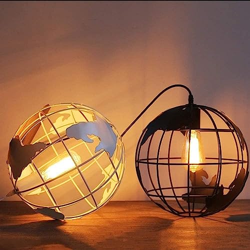 Lustre globe terrestre moderne suspension fer noir plafond salon - 4