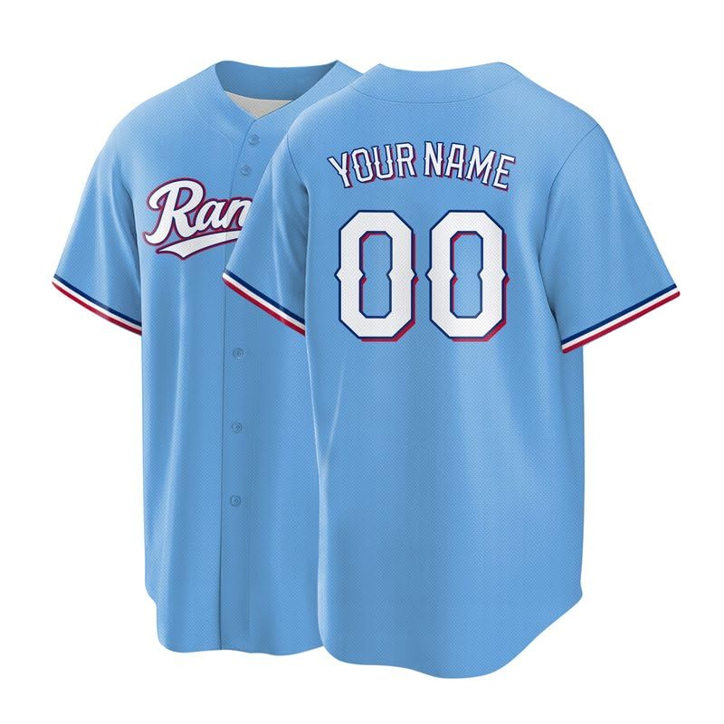Custom Baseball Jersey, Personalized Button Down Baseball Shirt Name/Number for Men Women and Youth Light Blue