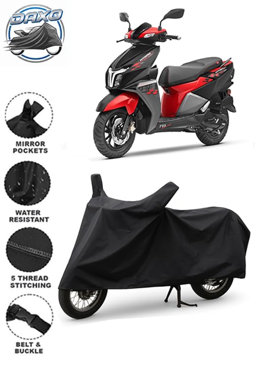 Image of Daxo Heavy Duty Waterproof Scooty & Bike Cover for Tvs Ntorq 125 - UV Resistant, Dustproof & Rain Protection, All-Weather Outdoor Cover for Bikes & Scooty with Buckle Straps
