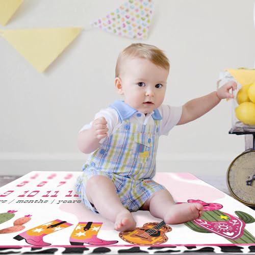 Image of Cow Girl Baby Stuff - Newborn Baby Milestone Blanket with 2 Frames