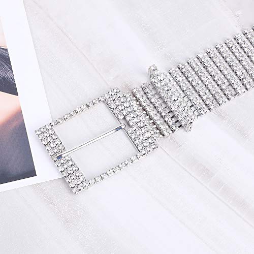 WHIPPY Women Rhinestone Belt Shiny Diamond Crystal Ladies Waist Belt for Jeans Dresses Silver Gold3