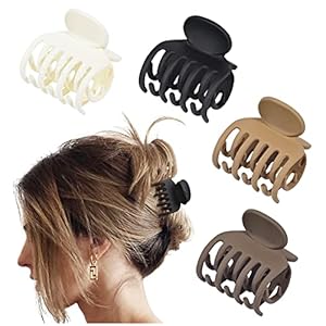 DEEKA Double Row Teeth Hair Clips Small Claw Clips for Thin Hair 4 Pack 1.6″ Medium Matte Non-slip Short Hair Accessories for Women and Girls
