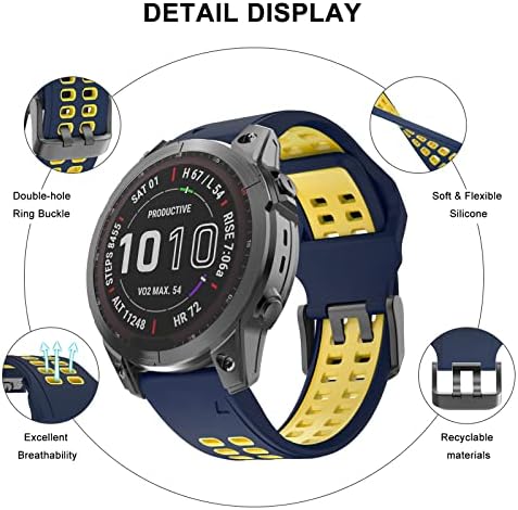 ISABAKE 22 mm Wymienne paski do Fenix 7/Fenix 5 Plus/Fenix 5/Fenix 6/Fenix 6 Pro/Epix/Forerunner 935/945/Approach S60/Quatix 5, dwukolorowy silikonowy pasek sportowy 22 mm, męski/damski