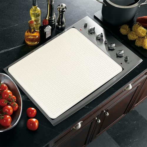 Stove Top Cover for Electric Stove - Silicone Stove Mat for Glass Top, Glass Cooktop Protector, XL Dish Drying Mats For Kitchen,Oven Covers for Electric Stove (Beige,30 x 21)