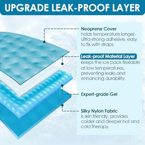 Comfytemp Calf Shin Splint Ice Packs for Injury Reusable, FSA Eligible HSA, Elbow Gel Pad Wrap, Hot Cold Compress Freeze Sleeve for Swelling, Varicose Veins, Tendonitis, Knee, Leg, Surgery Gift, 2 Pcs