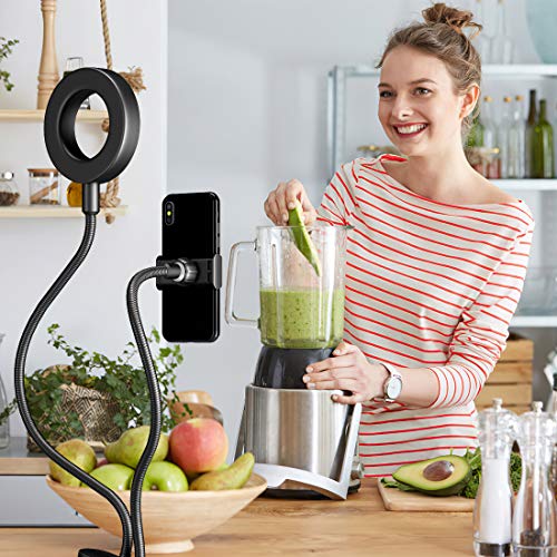 DAVID ROCCO Selfie-Ringlicht mit flexiblem Schwanenhals-Handy-Clip, 3 Lichtmodi und 10 Helligkeits-LED-Ringlicht… – Bild 3
