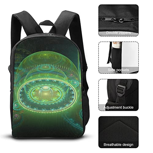 Sac à dos d'école 17 pouces imprimé 3D vert classique et unisexe pour voyage - 7