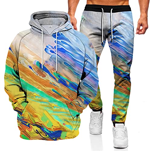 Ensemble sweat à capuche et pantalon à impression 3D abstraite