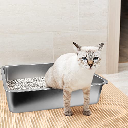 Arenero para gatos acero inoxidable 16x12x4 pulgadas miniatura 6