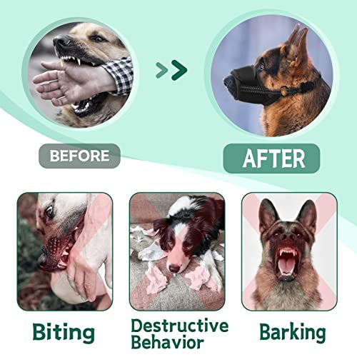 Dog Muzzle, Breathable Soft Pet Muzzle For Large Dogs Anti Biting Barking Chewing, No Bark Air Mesh Dog Muzzle With Reflective & Adjustable Strap For Small Medium Large Sized Dog（Black-Xl #TOP3