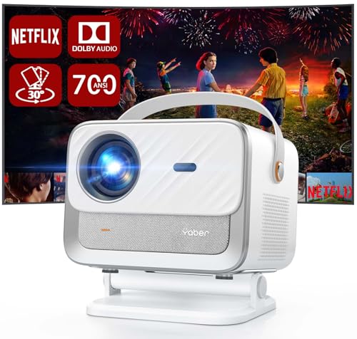 [Netflix Licensed/Dolby Audio] Smart Projector with WiFi6 and Bluetooth 5.2, 700 ANSI 1080P Outdoor Movie Projector, 20W Speakers, Auto Focus & Keystone, YABER V12 Home Theater Projector with Apps