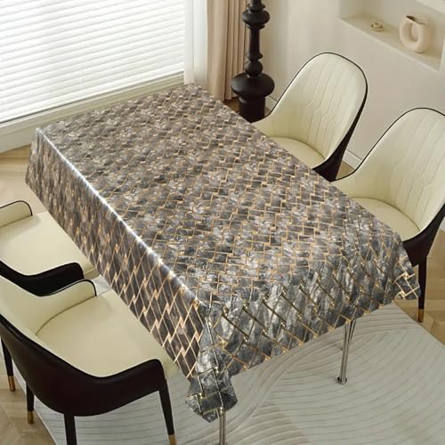 Image of Dakshya Industries PVC Waterproof Withoutlace Dining Table Cover (Size - 54X78 Inch) Rectangle 6 Seater Heat Rasistant, Singha A1