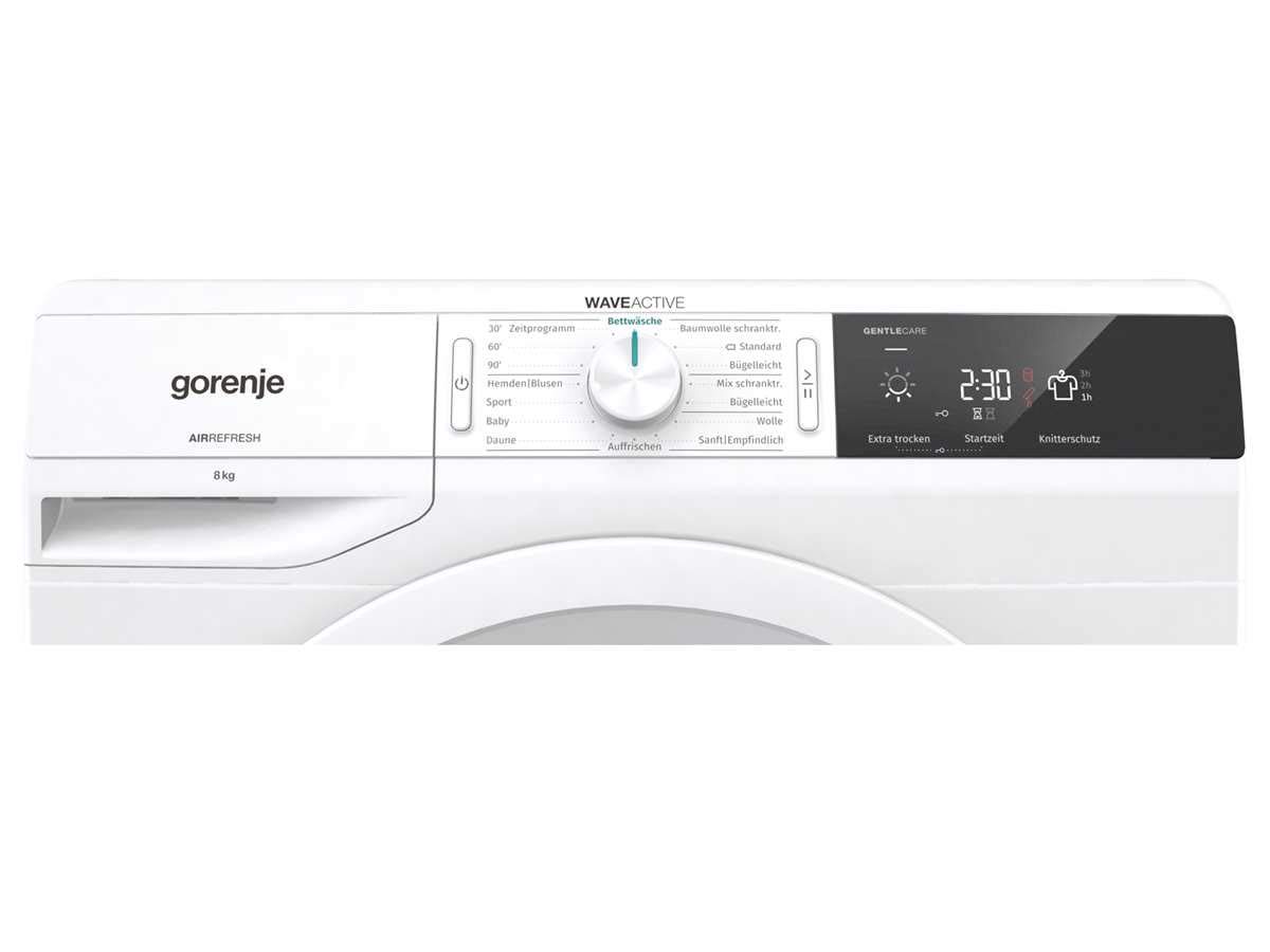 Gorenje DNE 8B Kondensations-Wäschetrockner, 8 kg, LED Display, Made in EU, 16 Programme, Nature Dry, Sportprogramm, Startvorwahl, weiß