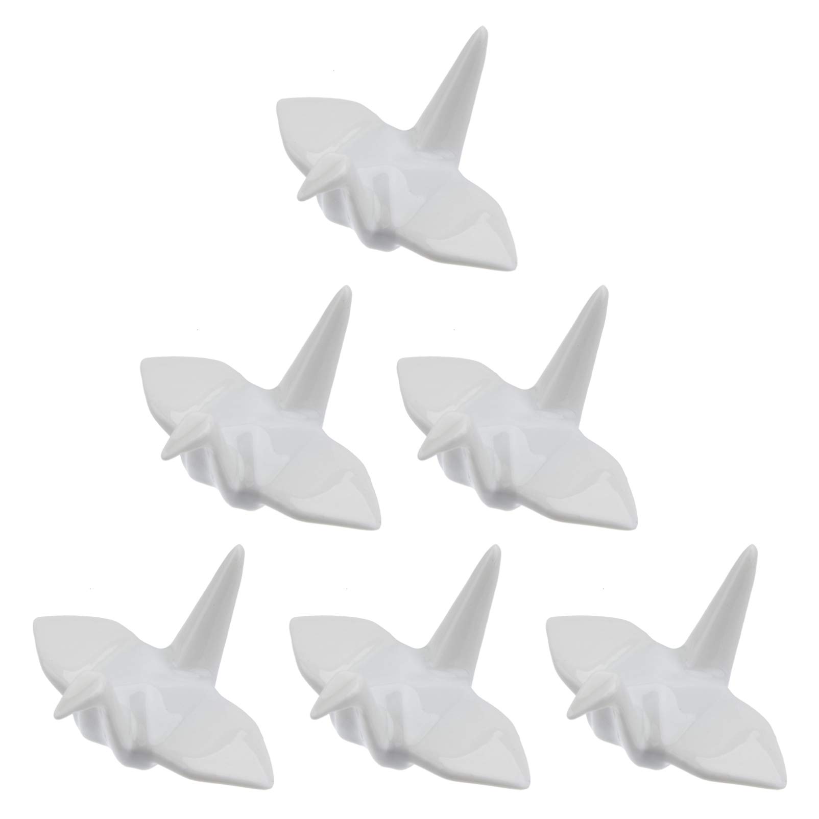 Cabilock 6pezzi Bacchette Ceramica Porta Bacchette Sushi Gru Poggia Porta Cucchiai in Ceramica Portaoggetti Poggia Forchette Bianco
