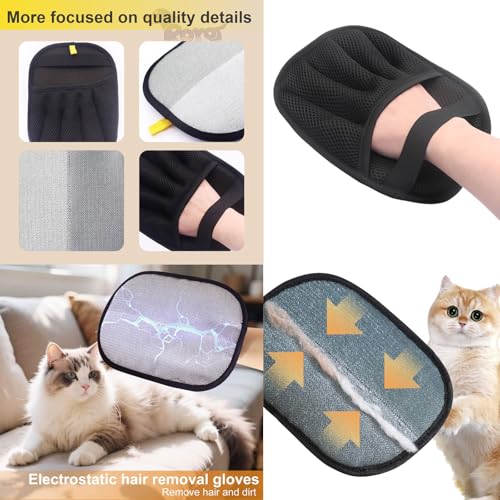 Fellmagnet, Fell Magnet Handschuh, Tierhaarentferner handschuh, Tierhaarentferner, Macht Hauskatzen weicher und geschmeidiger, Wiederverwendbare Fellpflegehandschuhe für Haustiere