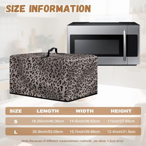 Image of Microwave Oven Cover Air Fryer Toaster Oven Dust Cover with Handle, Stain-Resistant Small Electric Appliance Protector for Kitchen Decor, L, Gray Leopard Print