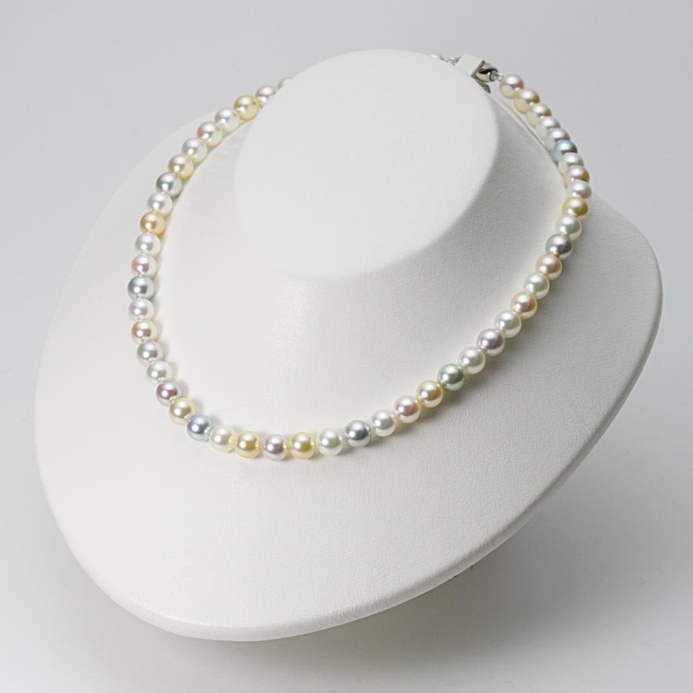 Amazon | 7.5mm アコヤ真珠 マルチカラー パールネックレス （左右