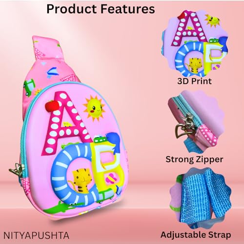 Image of Kids Small Cartoon Design Sling Crossbody Shoulder Bag for Boys & Girls, School Travel & Casual Backpack with Adjustable Strap for Children & Toddlers