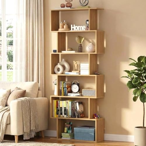 Lukzer 6-Layer S-Shape Ladder Bookshelf | Engineered Wood Open Di...