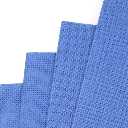 Image of KCS 4 /6 pc of 12 inch x 18 inch 30cmx45cm 16 Count Cotton Aida Cloth Cross Stitch Fabric (Jeans Blue, 4 pc)
